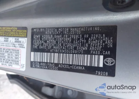 2005 Toyota Camry Le from USA, damaged, VIN 4T1BE30K55U569175